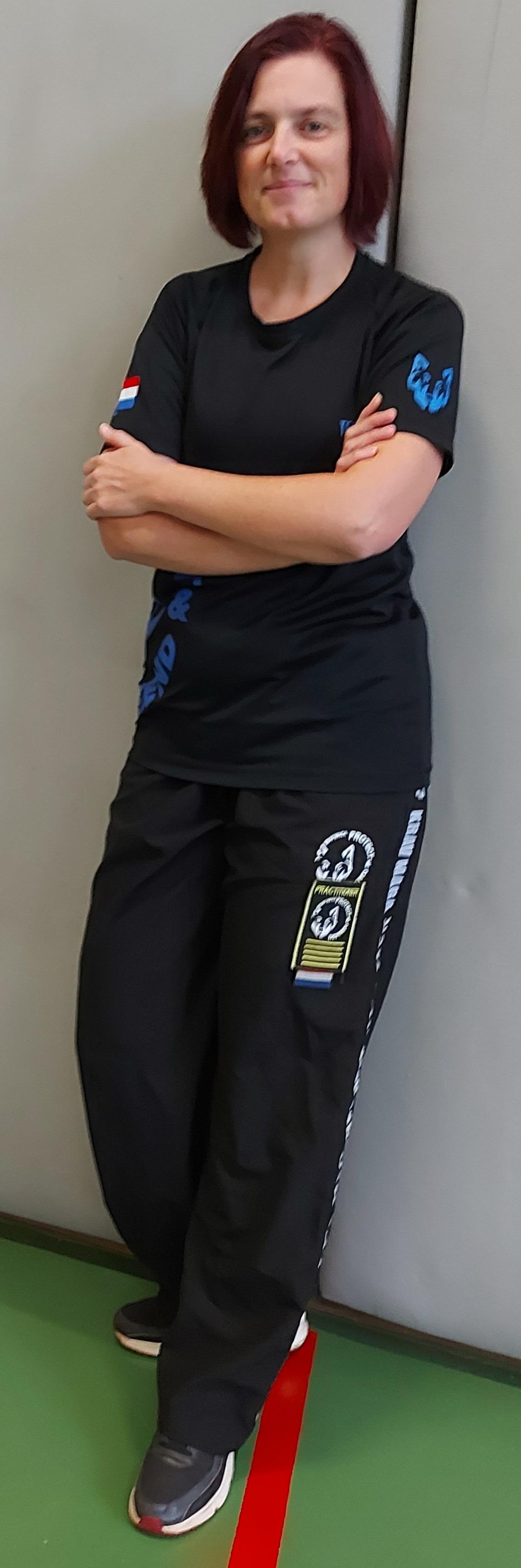 Elly Kooy in haar trainingskleding